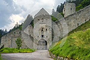 Cycleway of Pusteria valley: ruins of castle at Chiusa