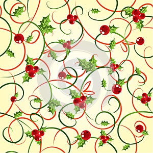 Cyclic background with a holly berry