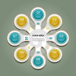 Cyclic diagram with eight steps and icons.