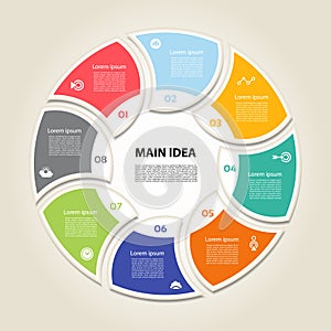 Cyclic diagram with eight steps and icons. photo