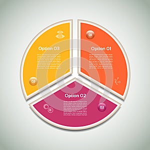 Cyclic diagram with three steps and icons.