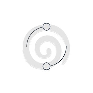 Cyclic rotation linear icon, two circles instead of arrows recycling recurrence, renewal line symbols on white background -