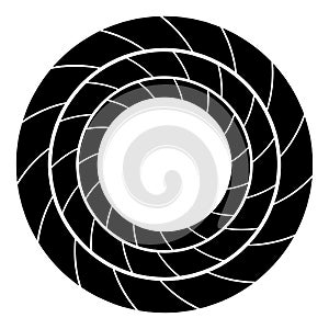 Cyclical circle, helix, volute element. Concentric shape with rotation, centrifuge, gyration effect. Twist, swirl vector