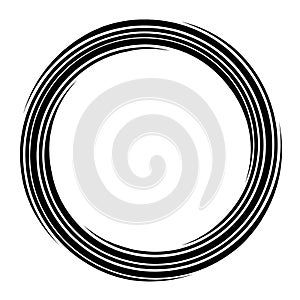 Cyclical circle, helix, volute element. Concentric shape with rotation, centrifuge, gyration effect. Twist, swirl vector