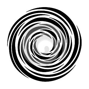 Cyclical circle, helix, volute element. Concentric shape with rotation, centrifuge, gyration effect. Twist, swirl vector