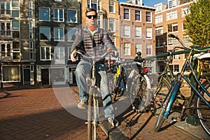 Cycling along Amsterdam