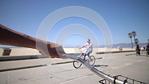 Cycling Along Venice Beach LA 05. High quality