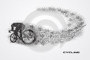 Cycling bicycle of a silhouette from particle.