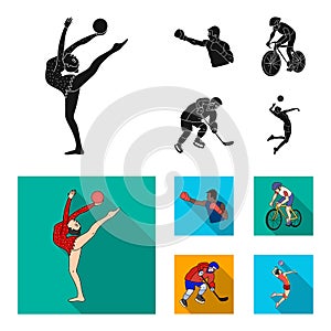 Cycling, boxing, ice hockey, volleyball.Olympic sport set collection icons in black,flat style vector symbol stock