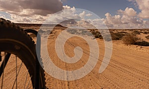 Cycling in the desert in morocco