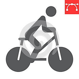 Cycling glyph icon, fitness and bicycle, bike sign vector graphics, editable stroke solid icon, eps 10.