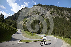 Cycling on Hochalpenstrasse, Silvretta Verwallgruppe, Vorarlberg, Austria