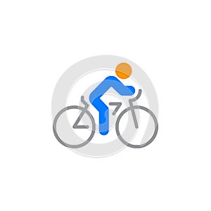 Cycling icon vector, bicycle solid flat sign, colorful pictogram isolated on white