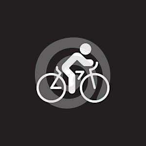 Cycling icon vector, bicycle solid flat sign, pictogram isolated on black