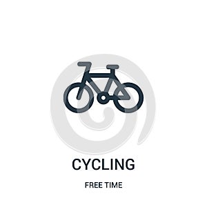 cycling icon vector from free time collection. Thin line cycling outline icon vector illustration. Linear symbol for use on web