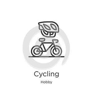 cycling icon vector from hobby collection. Thin line cycling outline icon vector illustration. Outline, thin line cycling icon for