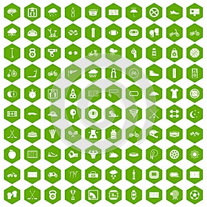 100 cycling icons hexagon green