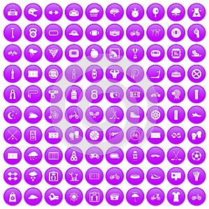 100 cycling icons set purple