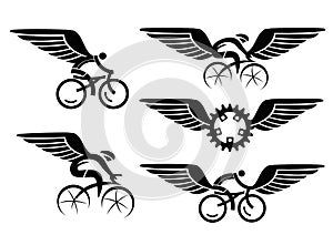 Cycling icons with wings photo