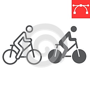 Cycling line and glyph icon, fitness and bicycle, bike sign vector graphics, editable stroke linear icon, eps 10.