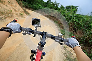 cycling mountain bike on mountain trail