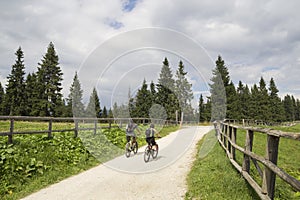 Cycling on a mountain road