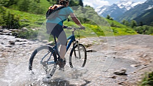 Cycling in mountains photo