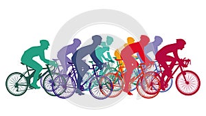 Cycling, people on racing bikes, group of cyclists