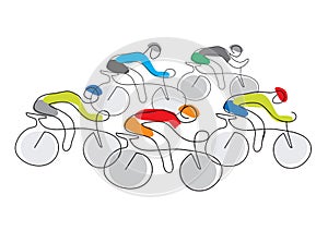 Cycling race line art stylized.