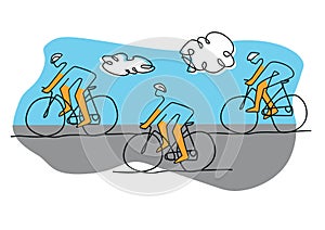 Cycling race, line art stylized cartoon.