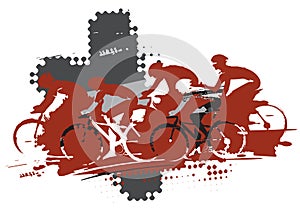 Cycling race, MTB cycling, grunge background.