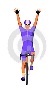 Cycling race winner vector flat design illustration
