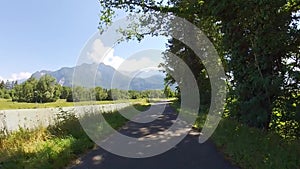 Cycling on a road at Switzerland countryside