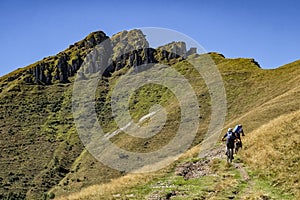 Cycling scene in the alps of Intelvi Valley