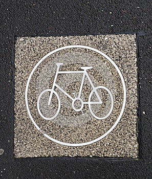 Cycling sign on path at Gateshead, UK