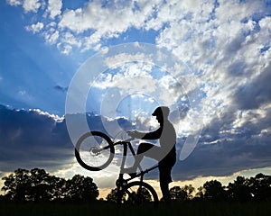 Cycling silhouette and biker