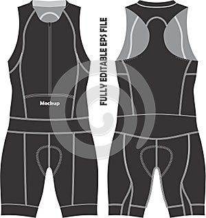 Cycling Sleeveless Suit Mock ups illustration Vector