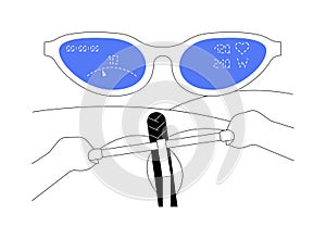 Cycling smartglasses abstract concept vector illustration.