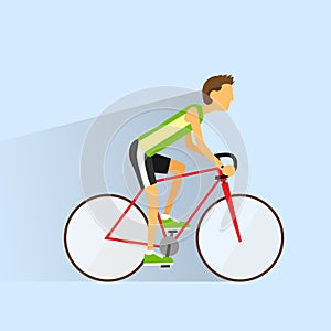 Cycling sport bicycle man, road bike riders flat