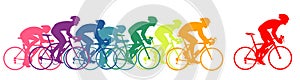 Bicycle racers on the road. Colorful vector illustration. photo