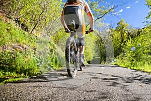 Cycling in a sunny morning