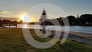 Cycling at sunset