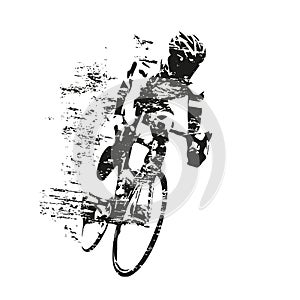 Cycling theme, scratched vector silhouette