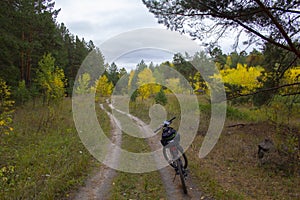Cycling tourism in the fall in Russia