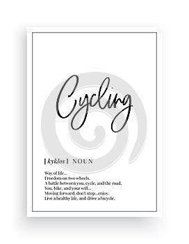 Cycling, vector, Noun description