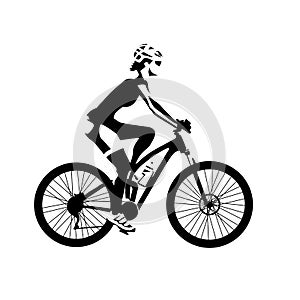 Cycling woman, isolated vector illustration