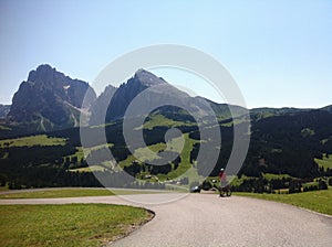 Cyclist, Alpe di Siusi, Italy