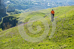 Cyclist on the Beautiful Meadow Trail