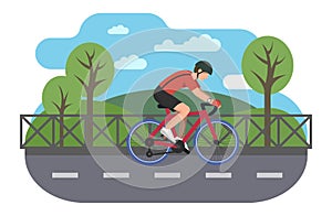 Cyclist on bike path