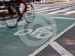 Cyclist on Bike Road in New York